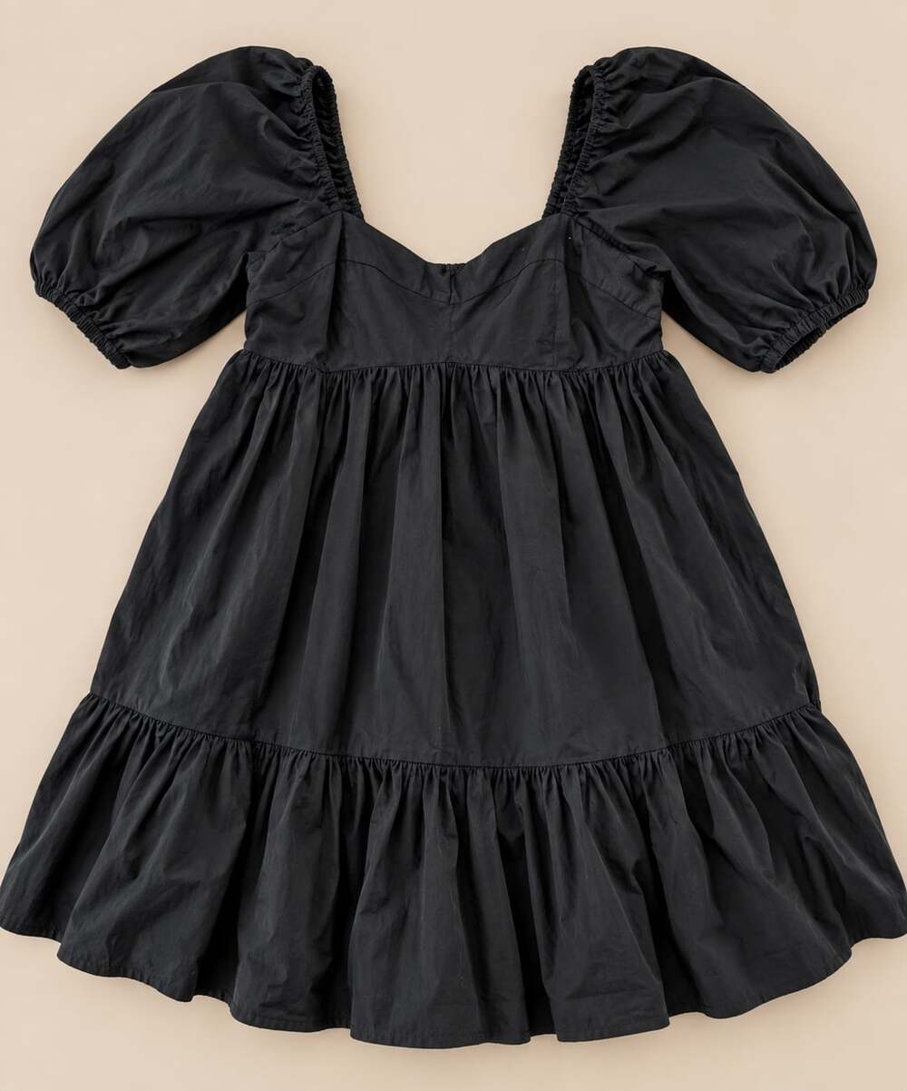 Banana Republic Puff Dress Black Babydoll Dress Medium (o1)